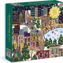 Galison Sparkling City  1000 Piece Foil Puzzle with Illustrations of Colorful Merriments in The City with Gold Foil Accents