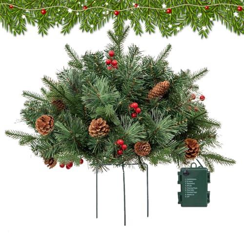 Christmas Planter Filler Outdoor,Light Up Planter Filler with Tripod Stake - Festival Decoration for Garden Party Yard Porch Family Gatherings Retail Store Displays