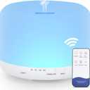 500ML Essential Oil Diffuser with Remote Control, BPA Free Ultrasonic Aromatherapy Diffuser,Cool Mist Humidifier with 7-Color Lights - Waterless Auto Shut Off, White
