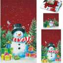 Preboun 3 Pack Christmas Snowman Bathroom Towels Set Winter Hand Towels for Xmas Trees Bath Winter Dish Snowman Wash Cloth for Bathroom Kitchen Hotel Beach Gym Spa (Red)