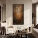 Large Framed Brown Moody Abstract Wall Art, 1 Piece Vertical 30x60 In