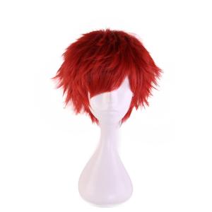 HH Building Short Layered Curly Anime Fashionable Cosplay Costume Wig Red Hair 12 Inch