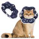 Maiiu Soft Adjustable Cat Cone Collar - Comfortable Recovery Collar for Cats After Surgery (Dark Blue, Medium)