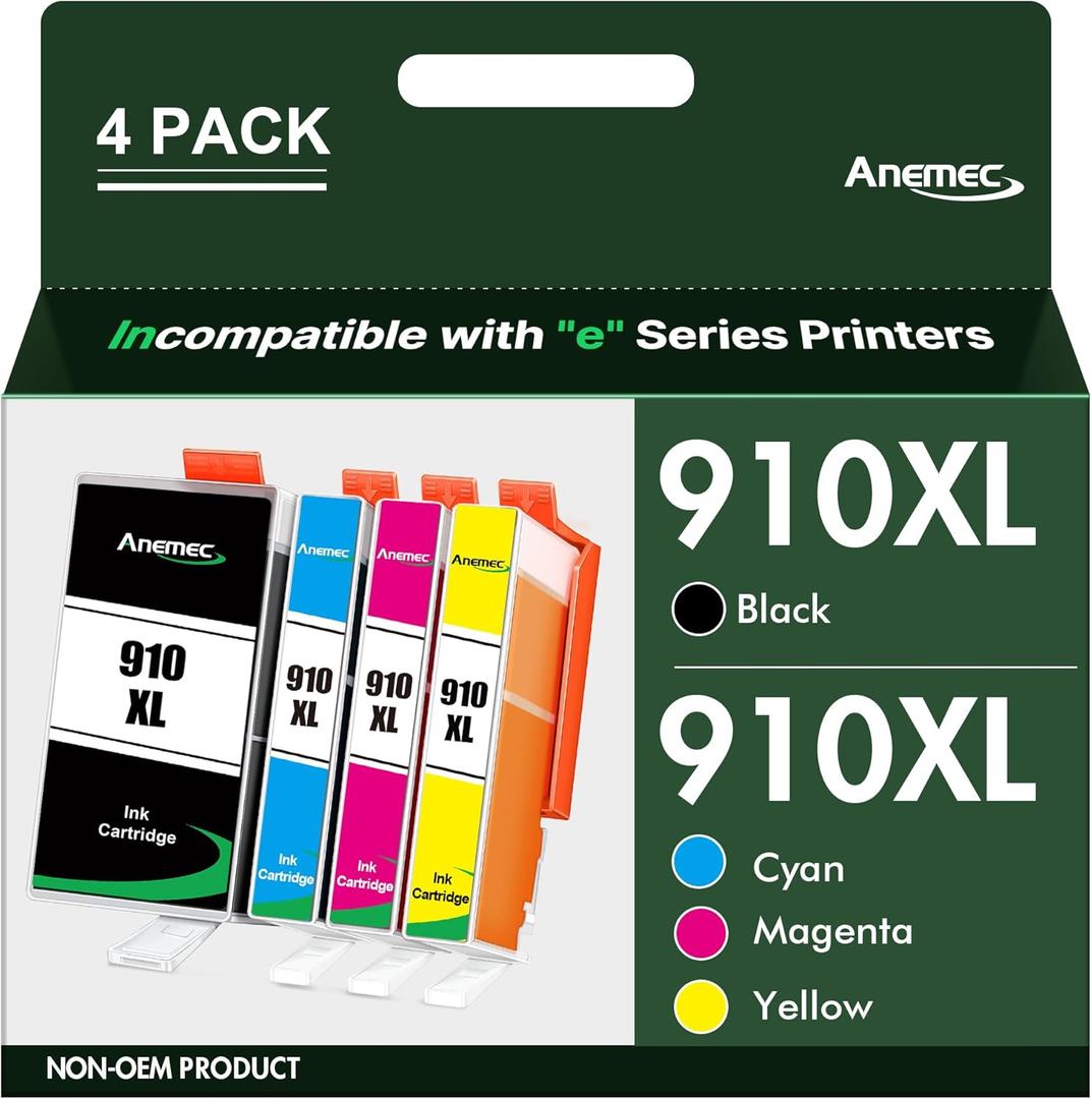 910XL Ink Cartridges Combo Pack Replacement for HP Ink 910 XL Compatible with OfficeJet Pro 8020 8025 8028 8035 8030 8010 8015 8018 8022 Printer, 4 Pack
