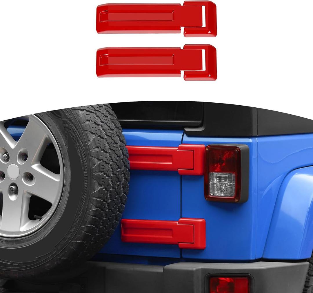 RT-TCZ for Jeep JK Tailgate Hinge Cover Trim Red for Jeep Wrangler JK JKU 2007-2017 Red Exterior Accessories 2pcs