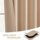 MIULEE Back Tab Beige Curtains 102 Inch Long 2 Panels Set for Living Room Bedroom, Cream Rod Pocket/Pinch Pleated Light Blocking Thermal Insulated Room Darkening Floor to Ceiling Blackout Drapes, Cream Beige