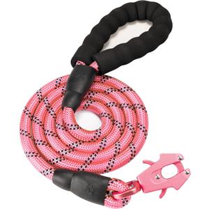 GEIT 2/4/5/6FT Dog Leash, Heavy Duty Rope Leashes, Reflective Nylon Pet Lead with Aluminum Quick Release/Locking Tactical Frog Clip for Small Medium and Large Dogs, Pink, 1/2 inch GEIT 2/4/5/6FT Dog Leash, Heavy Duty Rope Leashes, Reflective Nylon Pet Lead with Aluminum Quick Release/Locking Tactical Frog Clip for Small Medium and Large Dogs, Pink, 1/2 inch