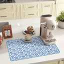 Beeveer 6 Pcs India Block Printed Floral Quilted Placemats 14.5 x 20 Inches Blue Flowers Rectangular Placemats for Kitchens, Dining Table Decorations, Parties, Weddings, Restaurants, Spring, Summer