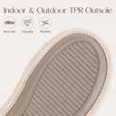 Womens Fuzzy Scuff Slippers, Comfy Supportive Foam Slip-On House Shoes for Indoor Bedroom (7-8, Off-white)