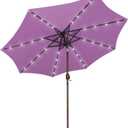 Blissun 9 ft Solar Umbrella, Patio Umbrella with 32 LED Lights, Table Market Umbrella, Outdoor Umbrella for Garden, Deck, Backyard (Lilac)