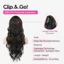 REECHO Ponytail Extension, 24" Claw Clip Ponytail Extension Wavy Ponytails Hair Extensions Jaw Clip on Pony Tails Natural Synthetic Hairpiece for Women Daily, Dark Brown