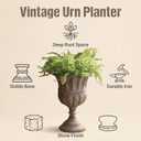 Vintage Urn Planter with Embossed Pattern, Imitation Stone Finish Flower Pot, Distressed Classic Plant Pot for Outdoor Indoor Home Garden Patio Front Porch Entryway12 * 17 in, Large