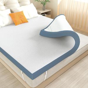 4 Inch Firm Memory Foam Mattress Topper King Size, High Density Support Bed Pad for Back Body Pain Relief, Removable Washable Soft Cover, CertiPUR-US Certified