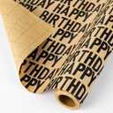 Yarcony Birthday Kraft Wrapping Paper Roll, Mens Gift Wrapping Paper - 17 Inch x 33 Feet - Vintage Style Brown Black Happy Birthday Gift Wrap Thick Present Sheet for Holiday, Party, Father's Day