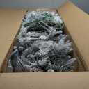 6-ft Pre-Lit Snow Flocked Christmas Tree Hinged Xmas Tree with 8 Modes - 240 Lights
