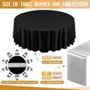 Tudomro 16 Pcs Black and Silver Round Plastic Tablecloth and Satin Table Runner Set 84 Inch Round Covers 12 x 108 Inch Table Runners for Christmas Wedding Birthday Party Baby Shower
