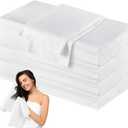 100 Pack Disposable Hair Towels Large 32 x 16 Inch Disposable Bulk Hair Towels for Salon Bath Beauty Spa Barber Travel Gym, Absorbent Quick Dry, White