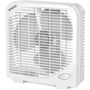 shinic 10" Tabletop Box Fan for Bedroom, 2 Speeds, Quiet Table Fan with Strong Airflow, Energy Efficient Small Box Fan, Portable Kitchen Exhaust Fan for Bedroom Bathroom Office Dorm Workshop, White
