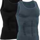 Men's Compression Shirt Slimming Body Shaper Vest Tank Tops Workout Abs Abdomen Undershirts (M)