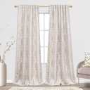 Mrs.Naturall Taupe Damask Patterned Neutral Curtains for Living Room, Light Brown and Tan Grey Decorative Semi Blackout Fancy Geometric Curtains for Bedroom, 84 Inches Long (52"W x 84"L (Pack of 2))