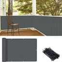 LOVE STORY 3.3'x19.5' Charcoal Balcony Screen Privacy Fence Cover (HDPE) UV Protection Weather-Resistant 3 FT Height Shield for Deck, Patio, Backyard, Outdoor Pool, Porch, Railing