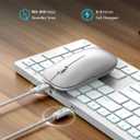 SABLUTE Bluetooth Keyboard and Mouse for Mac 7-Color Backlit, Multi-Device, Rechargeable, KMA1pro Full-Size Wireless Keyboard Mouse Combo with Quiet Scissor-Switch Keys for Mac (Silver White)