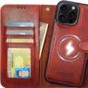 Case Wallet for iPhone 16 Pro Max Wallet Case, Detachable Leather Cover with Card Holder, Strong Magnetic Compatible with MagSafe Wireless Charging, Kickstand Shockproof Cover 6.9 inch, Brown