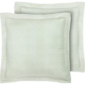 Laura Ashley - Euro Shams, 100% Smooth Cotton with Envelope Closure, Throw Pillow Cover for Bed or Couch, Oeko-Tex Certified, Set of 2 (Ticking Stripe Green, 26" x 26")