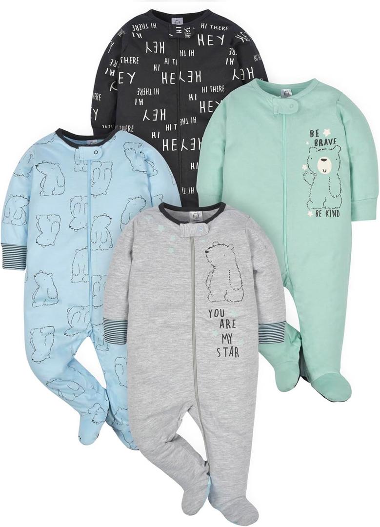 Gerber Baby Boys 4 Pack Sleep 'N Play Footie (Bear)