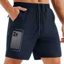 MAGCOMSEN Men's Hiking Shorts Water Resistant Quick Dry 7'' Lightweight Shorts for Athletic Workout Fishing Navy Blue 36