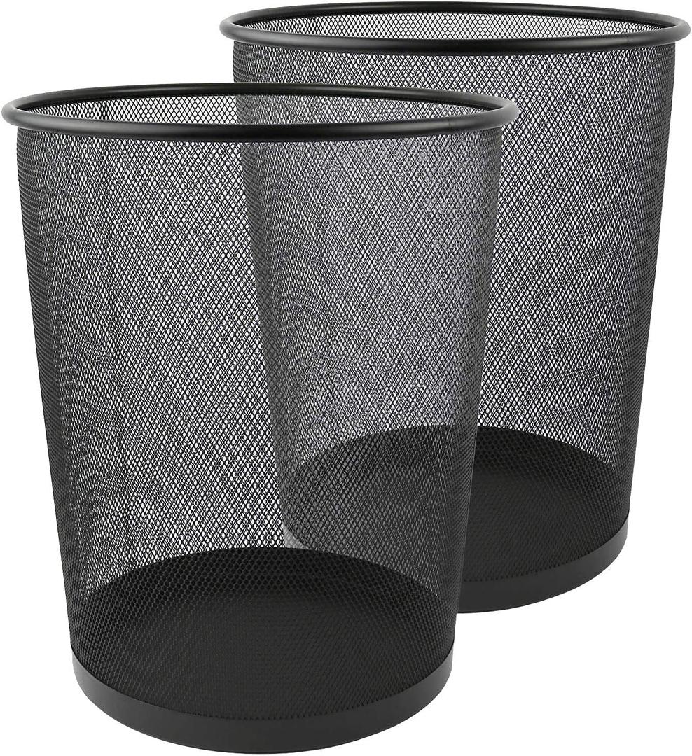 Waste Basket | Metal Wire Mesh Bin | Pack of 2 | Lightweight & Stylish | Ideal Trash Can for Home & Office Waste | 4 Gallon (Black)