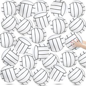 Wettarn 24 Pcs Inflatable Volleyball Beach Ball 8 Inch Inflatable Beach Volleyballs White Swimming Pool Ball Volleyballs Game Toy for Pool Homecoming Birthday Party Sports Themed Party Favors
