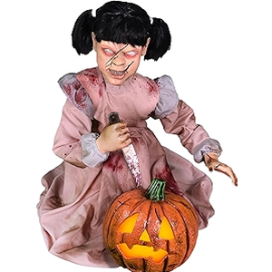 5.3FT Halloween Standing Decoration with LED Lights & Sound – Spooky Animated Prop with Glowing Eyes, Scary Sounds & Movable Body – Indoor Outdoor Halloween Party Yard Garden
