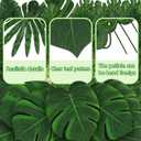Jungle Party Decorations, 78 Pieces 8 Kinds Artificial Palm Leaves Green Tropical Leaves with Stems Jungle Leaves Decorations Palm for Hawaiian Luau Party Jungle Beach Table