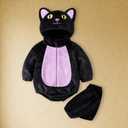 IGMieroNINa Baby Halloween Costume Cute Animals Demon Monster Cosplay Costume Fleece Hooded Romper Outfits (Black)