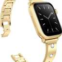 Mosonio Dressy Jewelry Bracelet Bands Compatible with Apple Watch Band 46mm 45mm 44mm 49mm 42mm 41mm 40mm 38mm for Women, Cute and Stylish Diamond Metal Strap for iWatch Series 11 10 9 8 7 6 5 4 3 2 1 SE Ultra