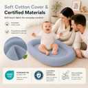 Baby Lounger for Newborns 0-24 Months - Soft Breathable Cotton Infant Support Cushion for Tummy Time & Play, Baby Essentials Gift - Blue (Cover Included)