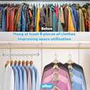 5pcs Magic Space Saving Hangers for Clothes, Heavy Duty 30lbs Shirts Saver Storage, Multi Smart Cascading Hangers with 360 Swivel Hook, 8 Slots Closet Organizer Home Dorm Essential for Pant Jacket