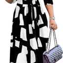 Yajedo Womens Casual Summer Maxi Dress Plus Size Sexy Wrap V Neck 3/4 Sleeve Sundress with Pockets (XXL)