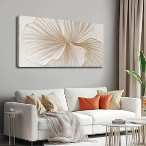 WINKAILIN White and Gold wall Art Abstract Floral Painting Modern 24x48 Artwork Minimalist Canvas for Bedroom Living Room Office Home Decoration