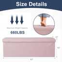 DUMOS 43in Foldable Storage Ottoman Bench, Storage Chest, Large End of Bed Foot Rest Stool with Padded Seat, Bedroom Bench for Living Room, Support 660lbs, Pink, 15"D x 43"W x 15"H
