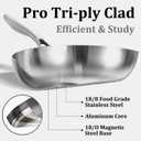 LOLYKITCH 8+10+12 Inch Tri-Ply Stainless Steel Frying Pan Set Professional Skillet Fast & Even Heating, Induction & Oven Safe Cookware for Modern Home Kitchens, Detachable Handle