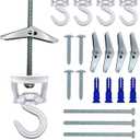 Swivel Swag Hooks for Ceiling Hanging - Heavy Duty Ceiling Hangers for Plants & Lights - Zinc Bolt Hook Installation for Cavity Wall Fixing (White 4 Pack)