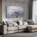 JuhaiArt White Flower Wall Art Bedroom Gray Wall Decor Tree Canvas Picture for Living Room Office 24" x 48" Modern Artwork Poster