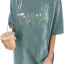 Remidoo Oversized Graphic Tshirts for Women Casual Loose Fit Short Sleeve Tee (Green, M)