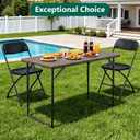 Folding Table, 4FT Foldable Picnic Table with Carrying Handle, Heavy Duty Fold-in-Half Portable Table for Weddings, Camping, RV Travel, Parties, BBQs, and Indoor Use, Easy to Fold and Store, Khaki