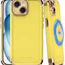 COOLQO Magnetic for iPhone 14 Case [Military Grade Drop Protection] iPhone 14 Magnetic Case, Shockproof Protective Phone Case Cover for iPhone 14 6.1'', Yellow Gold