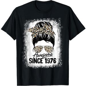 46 Years Old Awesome Since 1976 Leopard 46th Birthday T-Shirt, XL
