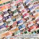 icceemee 36 Rolls Datura Theme Washi Tape Set with Different Colorful Patterns, Writable Decorative Tapes for Scrapbooking, Junk Journal Supplies, Bullet Journaling, 0.45'' x 90'' per Roll