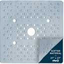 SlipX Solutions 27" Oversize Square Shower Mat, Non-Slip Mat for Elderly & Kids, 100+ Power Grip Suction Cups for Smooth Surfaces, Machine Washable, Solid Gray